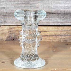 Vintage Pukeberg Candlestick Holder Clear Glass Staffan Gellerstedt Design